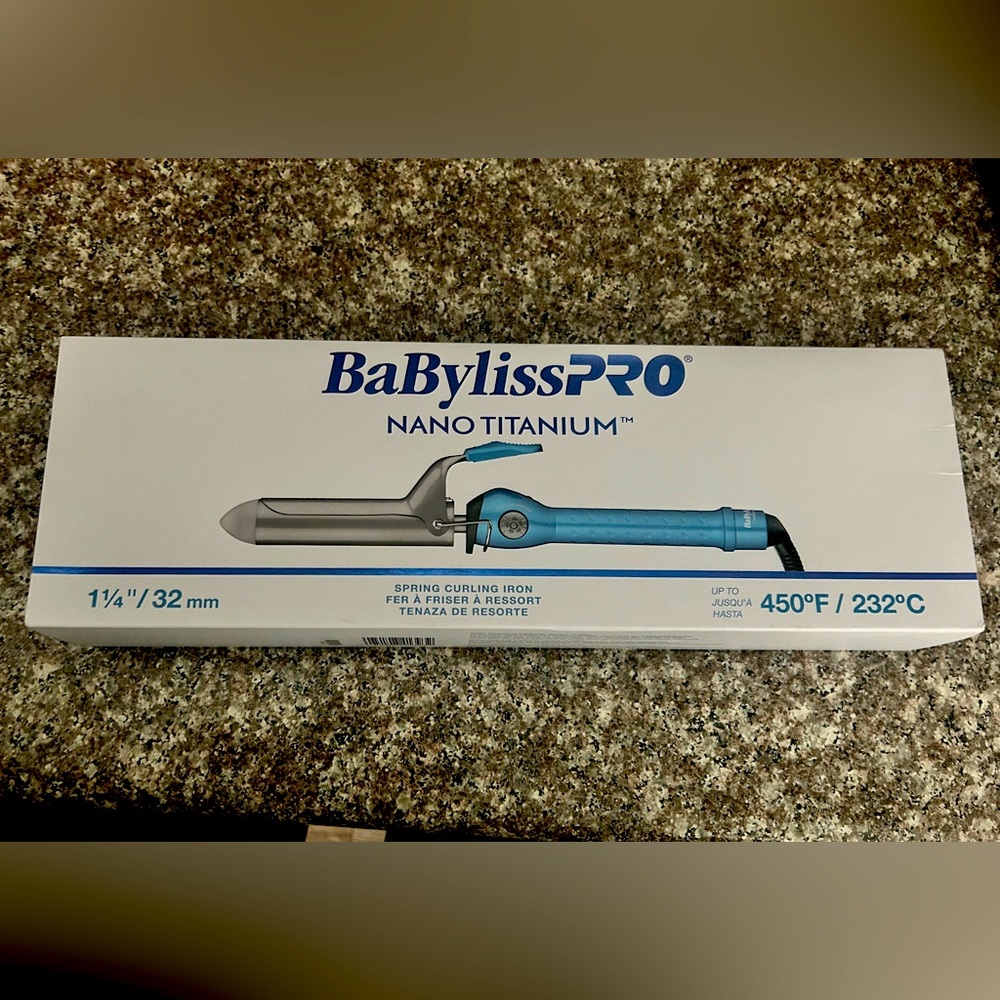 BaBylissPRO Nano Titanium 1 1/4 inch Curling Iron - Blue and Silver